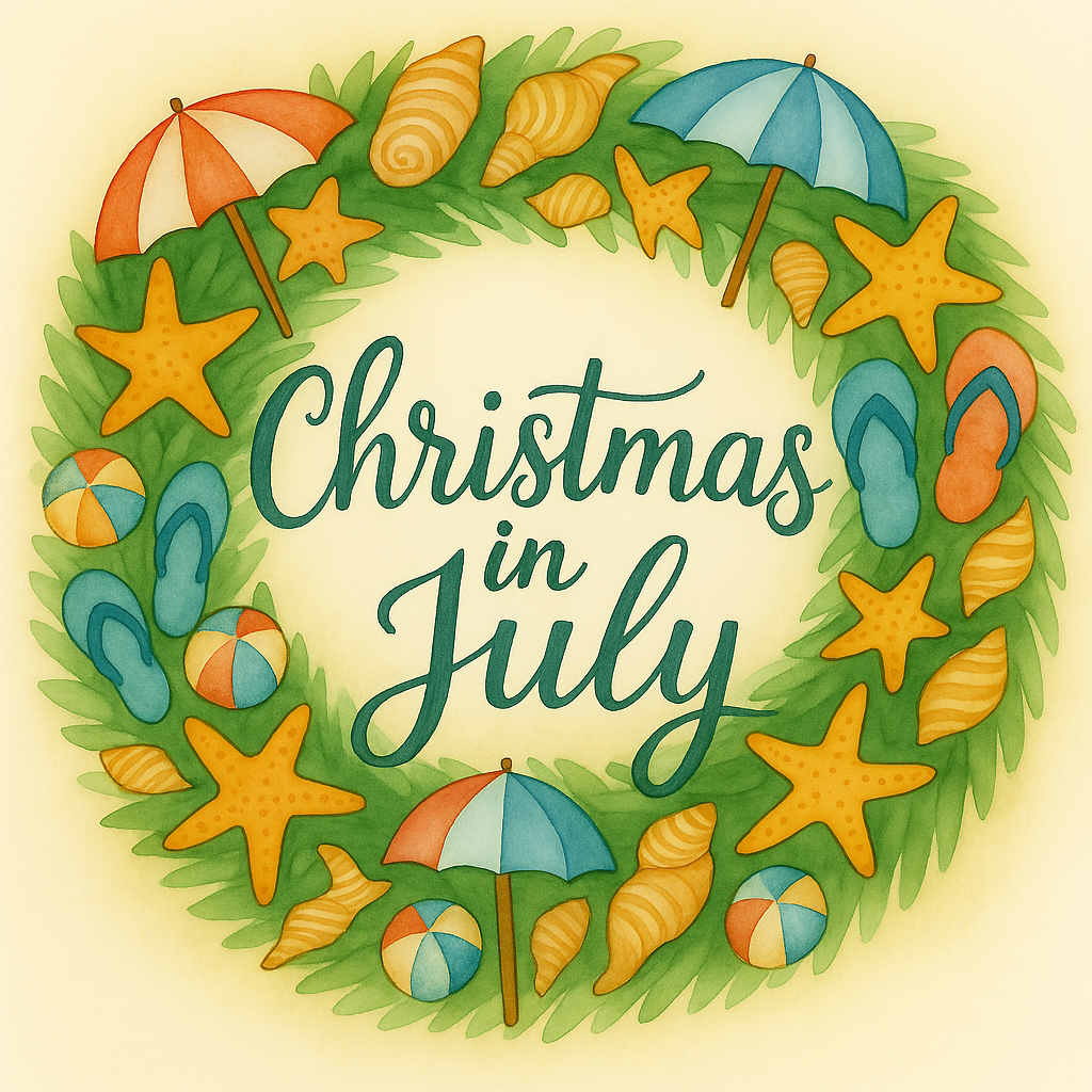 Christmas in July Watercolor Beach Theme Wreath Christmas in July Wreath