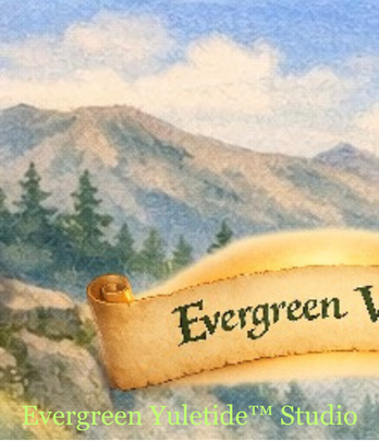Top row, left side puzzle piece from Evergreen Valley. Features shadowed mountains and evergreen trees. Half of the puzzle piece banner is revealed.